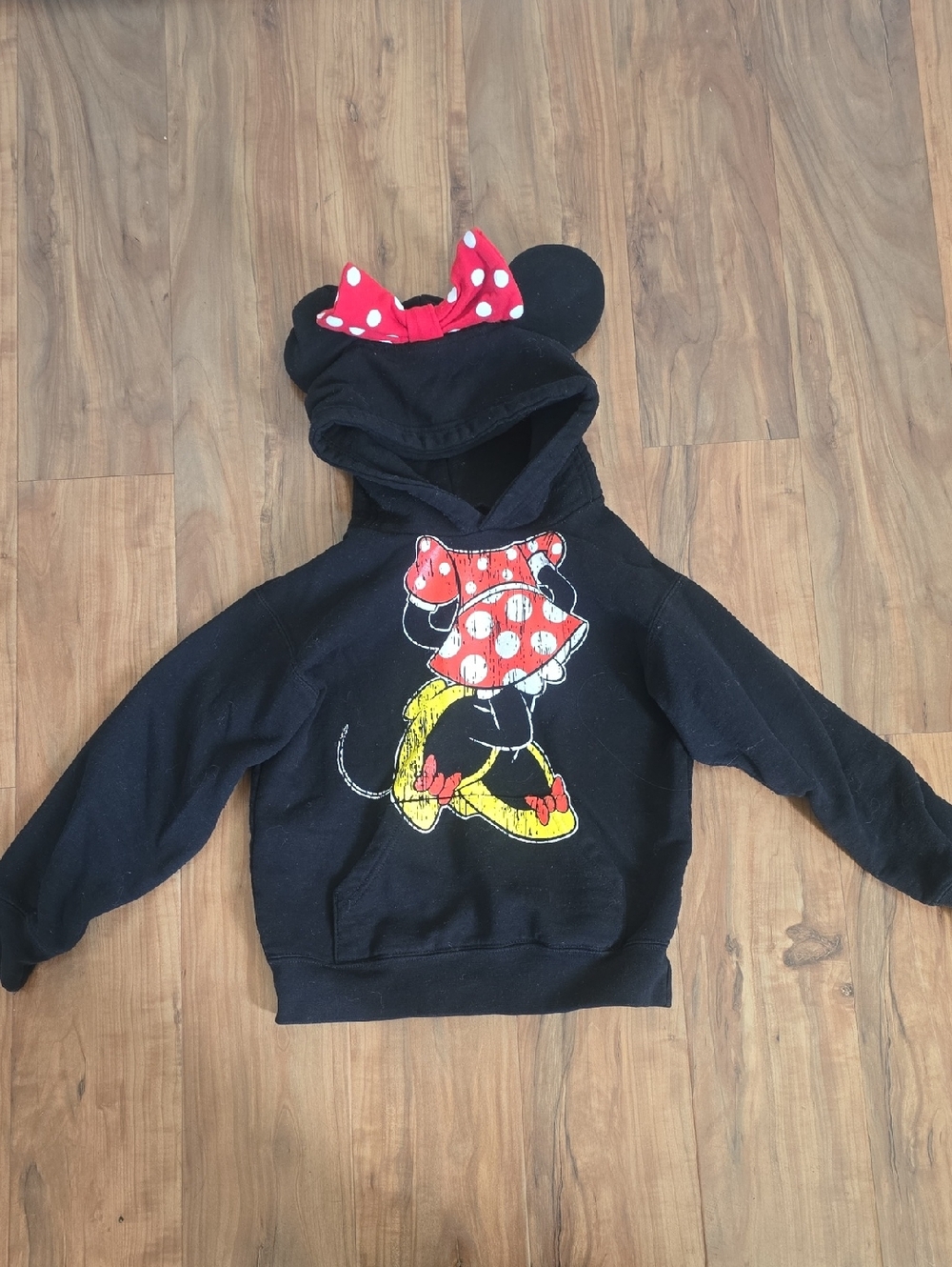 Disney Black Minnie Mouse Hoodie with Red Polka Dot Bow